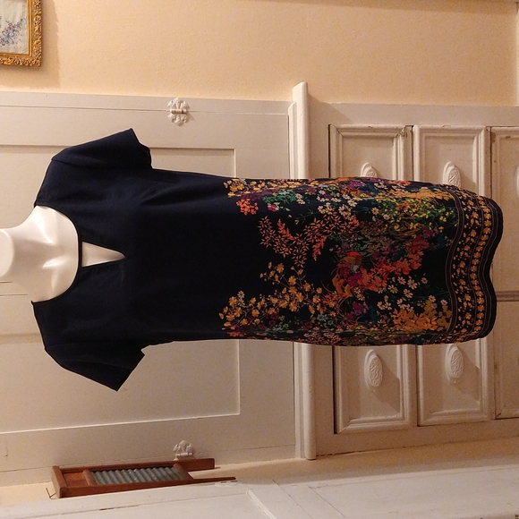 Merina navy and floral dress Sz M - Picture 1 of 7